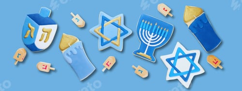 Preview: Decorative cookies in various shapes celebrating Hanukkah