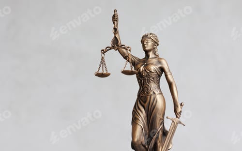 Preview: themis is goddess of justice statuette on dark background. symbol of law with scales
