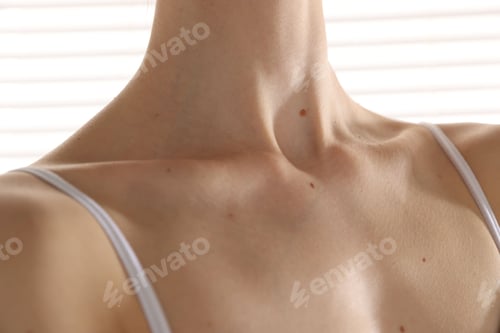 Preview: Woman with perfect skin at home, closeup