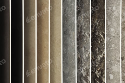 Preview: Many different samples of tiles as background, closeup