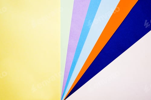 Visualização: Fundo de papel colorido, cartão de papel e figuras geométricas, cor pastel