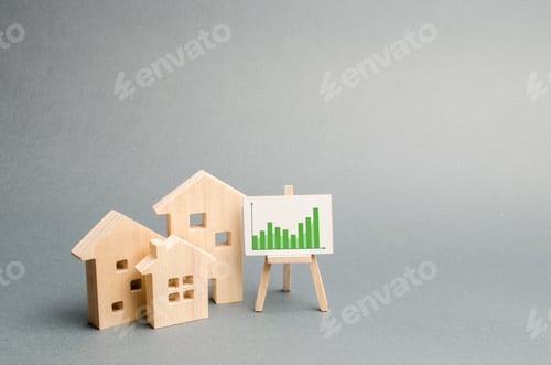 Preview: Wooden houses with a stand of graphics and information