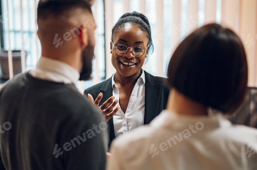 Preview: Multicultural team working together in office and having a meeting