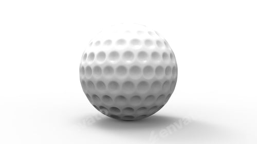 Preview: 3d rendering of a white golf ball isolated on white studio background