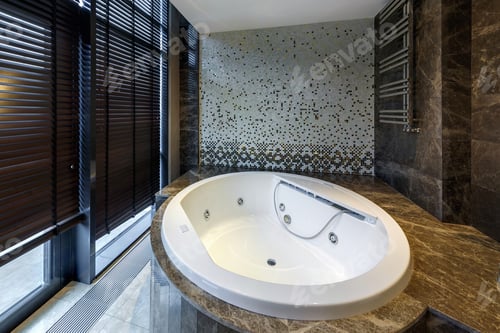 Preview: water tap sink with faucet in expensive loft bathroom. detail of a corner shower cabin