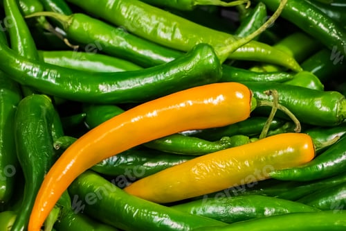 Preview: Green hot chili pepper close-up. Mexican Vegetables