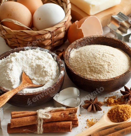 Preview: Ingredients and utensils for baking