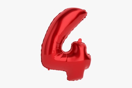 Preview: Vibrant Red Foil Balloon - Number Four