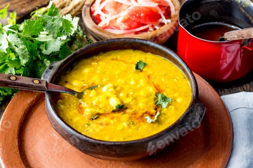 Preview: CHILEAN CUISINE. Beans with corn. Traditional chilean dith poroto con choclo