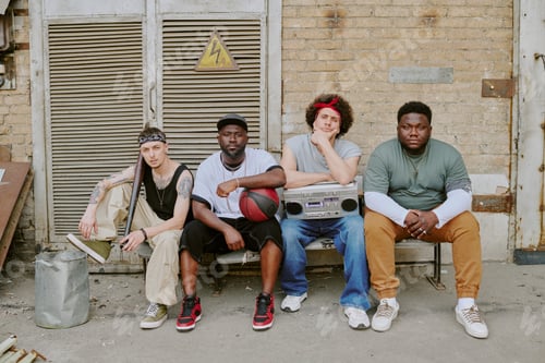 Preview: Friend Company Sitting on Bench