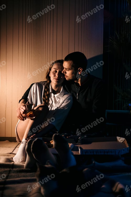 Preview: Valentines day home date ideas. Young couple in love celebrating Valentines day at home. Romantic