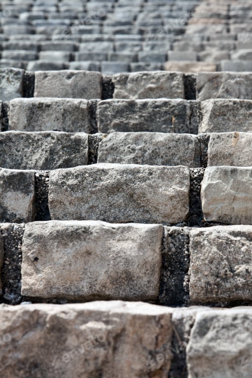 Preview: old stone brick staircase closeup