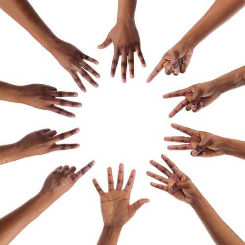 Preview: Collage of black female hands showing numbers with fingers