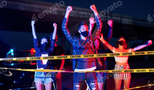Preview: Group of protesting young people that standing together