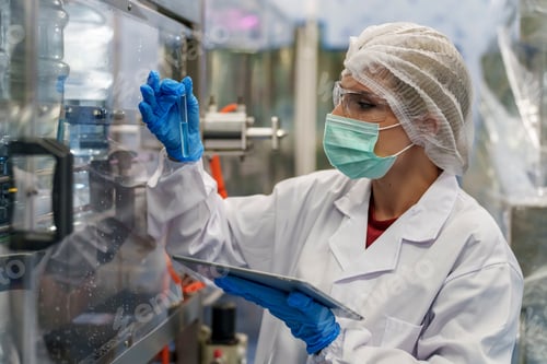 Preview: Scientist conducting research in a laboratory while using a tablet for data analysis