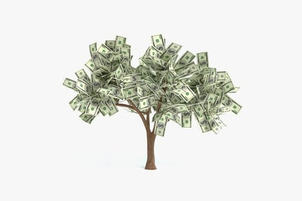 Preview: Cartoon Money Tree with Hundred Dollar Bills