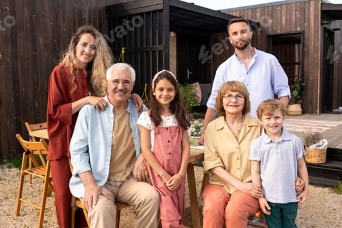 Preview: Big Family Standing in Backyard