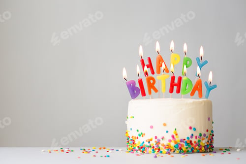 Preview: Birthday cake with colorful candles