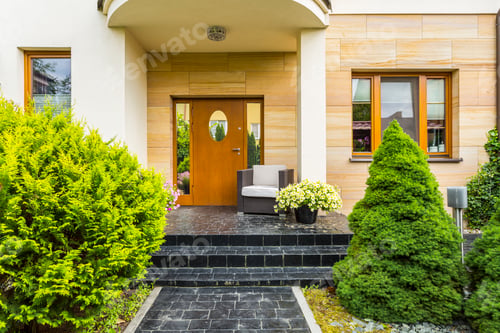 Preview: Stylish entrance to the modern house