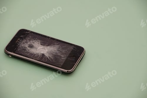 Preview: Low angle view of cracked screen