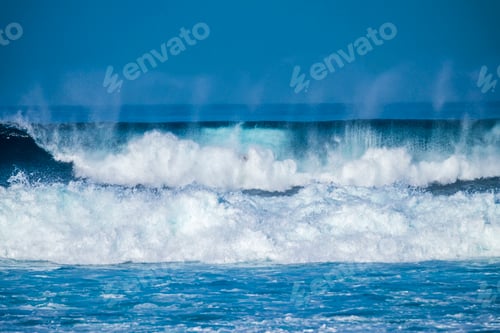 Preview: Beautiful Tropical Island Paradise Photo of Clear Aqua Blue Ocean Wave Crashing
