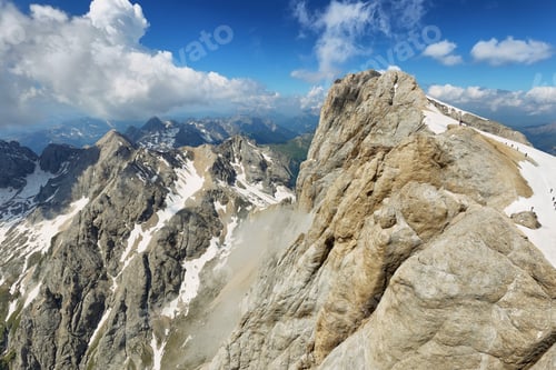 Preview: View of mountains from Marmolada summit in Dolomites, Italy