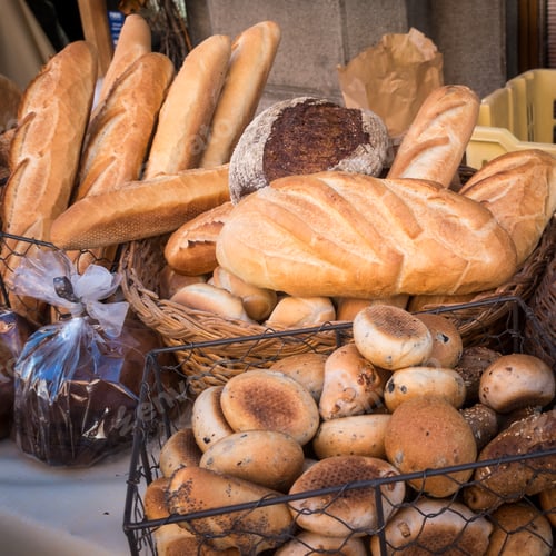 Preview: Assortment of bread in the shop. Different fresh bread on market.