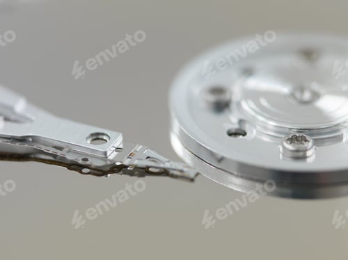 Preview: Component parts of opened hard disk drive