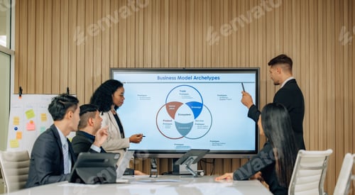 Preview: Diverse team innovates for sales KPIs via collaborative brainstorming to develop business models.
