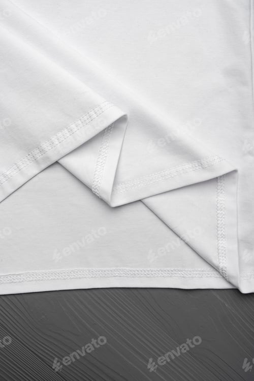 Preview: Cotton T-shirt mock up on wooden background flat lay