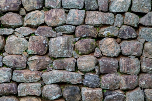 Grey Stone Wall Texture With Patches of Moss