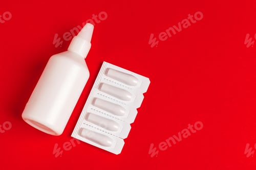 Preview: Medical set of Tablets on a red background. Pills