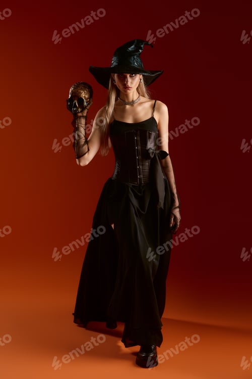 Preview: Enchanting Halloween witch costume with a spooky vibe at night