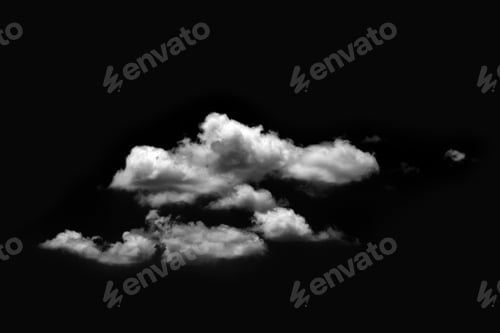 Preview: White cloud isolated on a black background realistic cloud
