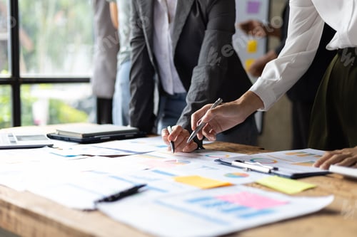 Preview: Colleagues meeting, business partners are analyzing the company's investment situation.