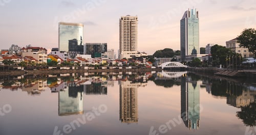 Preview: Singapore city skyline with modern skyscraper architecture building for financial business