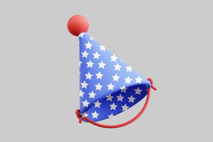 Preview: Patriotic party hat with pom