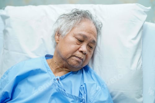 Preview: adult, age, aged, beautiful, bed, care, caucasian, daughter, disease, doctor, elder, elderly, female