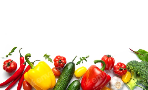 Preview: Fresh organic vegetables forming healthy food border