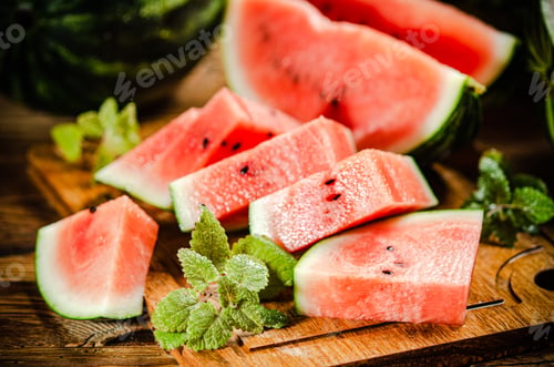 Preview: Sliced fresh watermelon .
