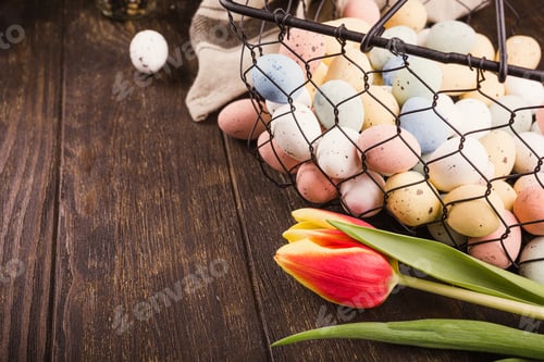Preview: Happy Easter background, Lettering from cookies,