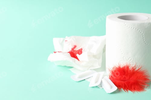 Preview: Concept of healthcare with hemorrhoids accessories on mint background