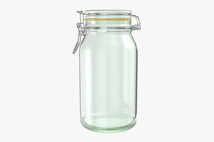 Preview: Glass Jar Empty, Glass Jar with Metal Clasp Lid