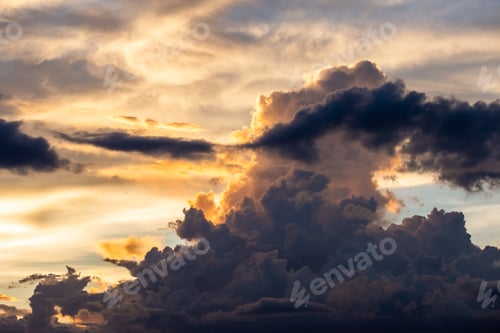 Preview: colorful dramatic sky with cloud at sunset.