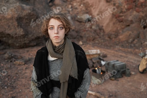 Preview: Homeless woman standing outdoors