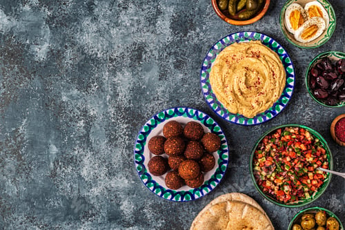 Preview: Falafel and hummus - traditional dish of Israeli and Middle Eastern cuisine