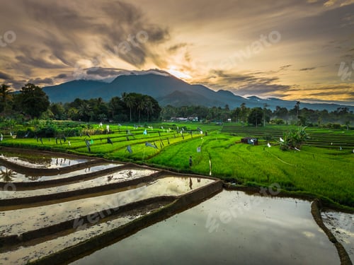 Preview: beautiful morning view indonesia panorama landscape beach with beauty color and sky natural light
