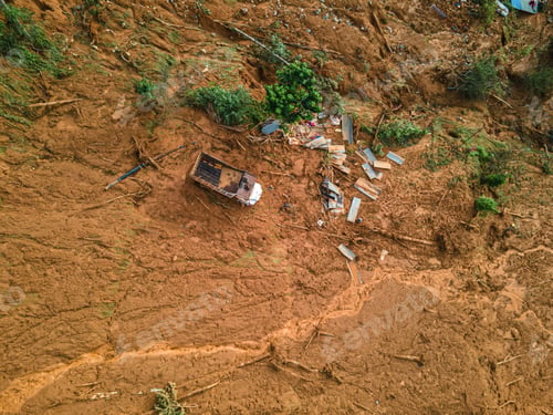 Preview: A drone view shows landslides