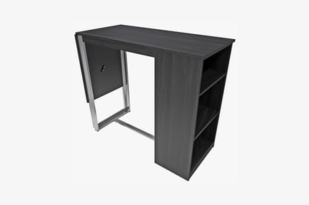 Preview: Dark grey wooden desk with integrated storage