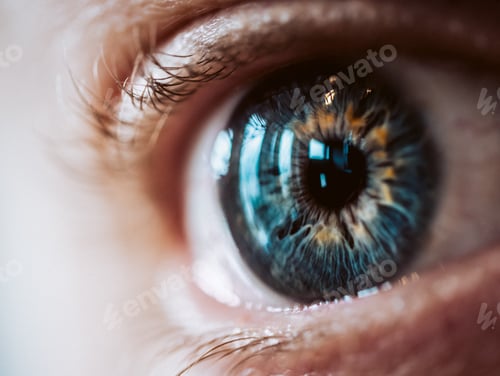 Preview: Extreme closeup of an enlarged human eye with beautiful colors